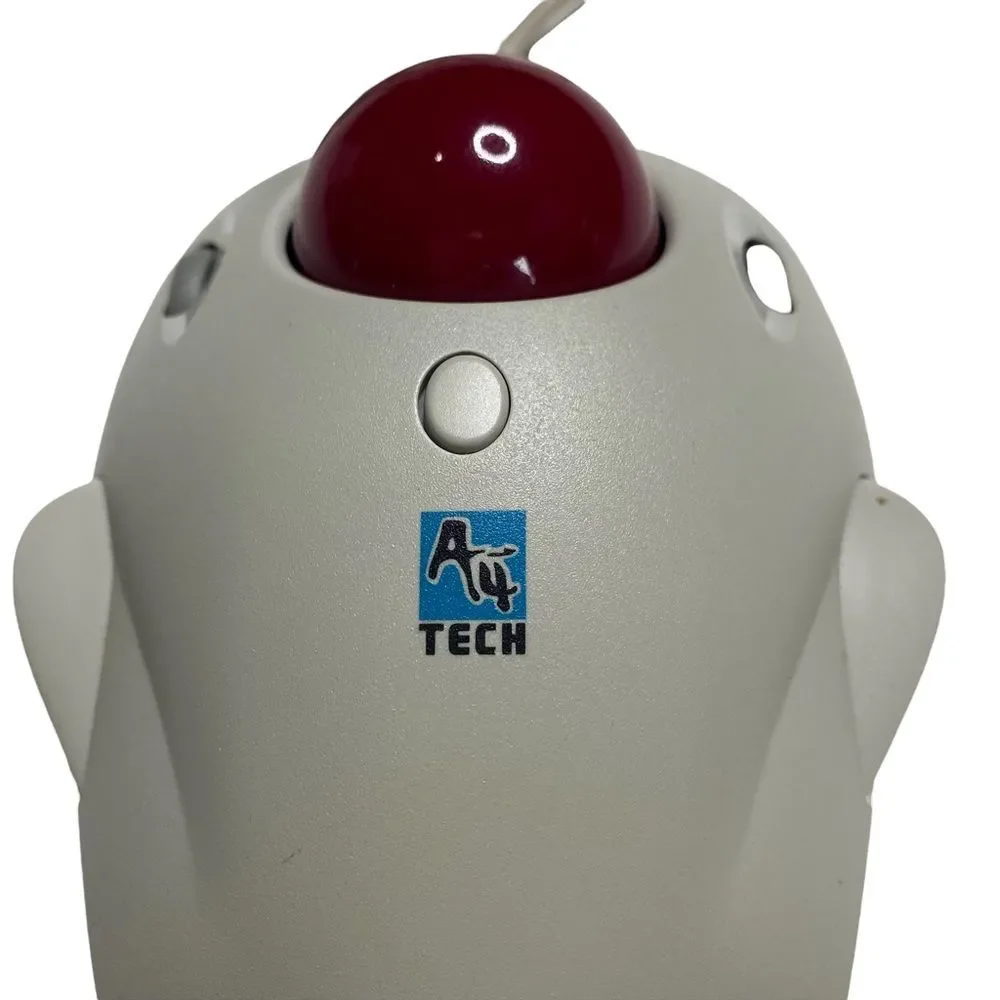 Vintage A4 Tech Red Track Ball Mouse Model WWT-5E Giant Red Ball